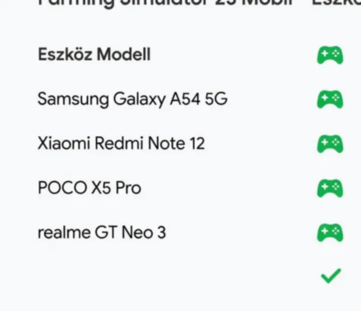 Farming Simulator 23 Mobile eszközkompatibilitási táblázat Android készülékekhez