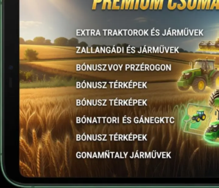 Prémium csomag látvány – extra gépek, pályák és kinézetek Farming Simulator 23 Mobile-ban